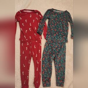 Carter's & Cat And Jack 2T Christmas Pajama Bundle